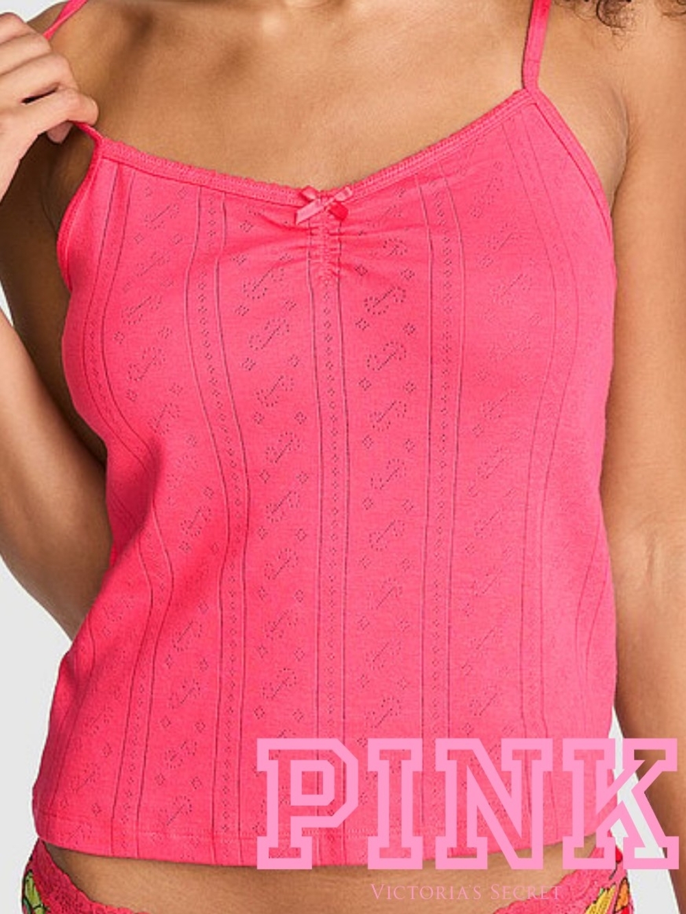 NWT VS Pink Pointelle Sweetheart Cami- CANDY PINK